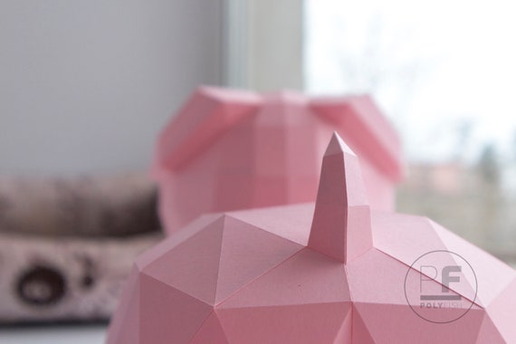 Piggy Paper Pig Papercraft Swine Figure Home Decor Origami Pdf Paper Sculpture Lowpoly Diy Template Paper Animal - 