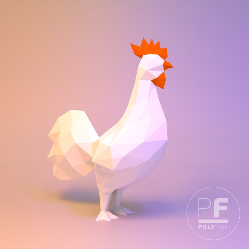 Chicken (polygonal, papercraft, lowpoly, Do it yourself template, PDF) graphic relating to Rooster Template Printable identify Chicken (polygonal, papercraft, lowpoly, Do-it-yourself template, PDF)