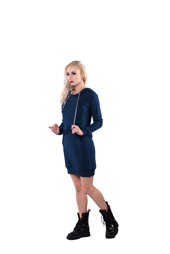 navy hoodie dress