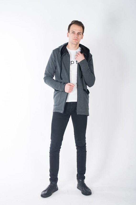 long zip up hoodie mens