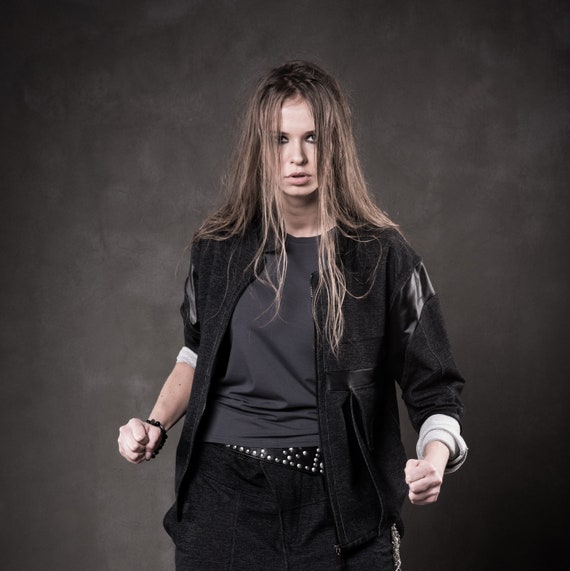 black denim jacket oversized womens