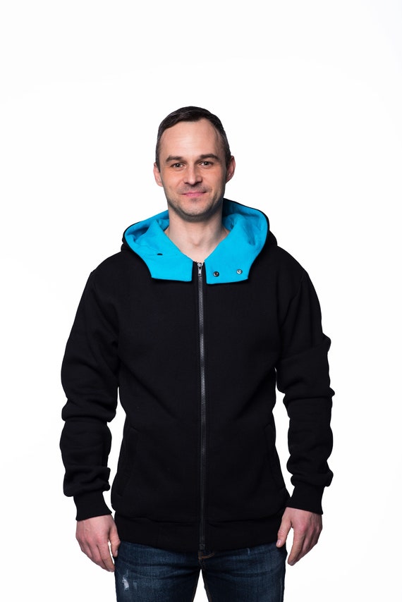 mens light blue zip up hoodie