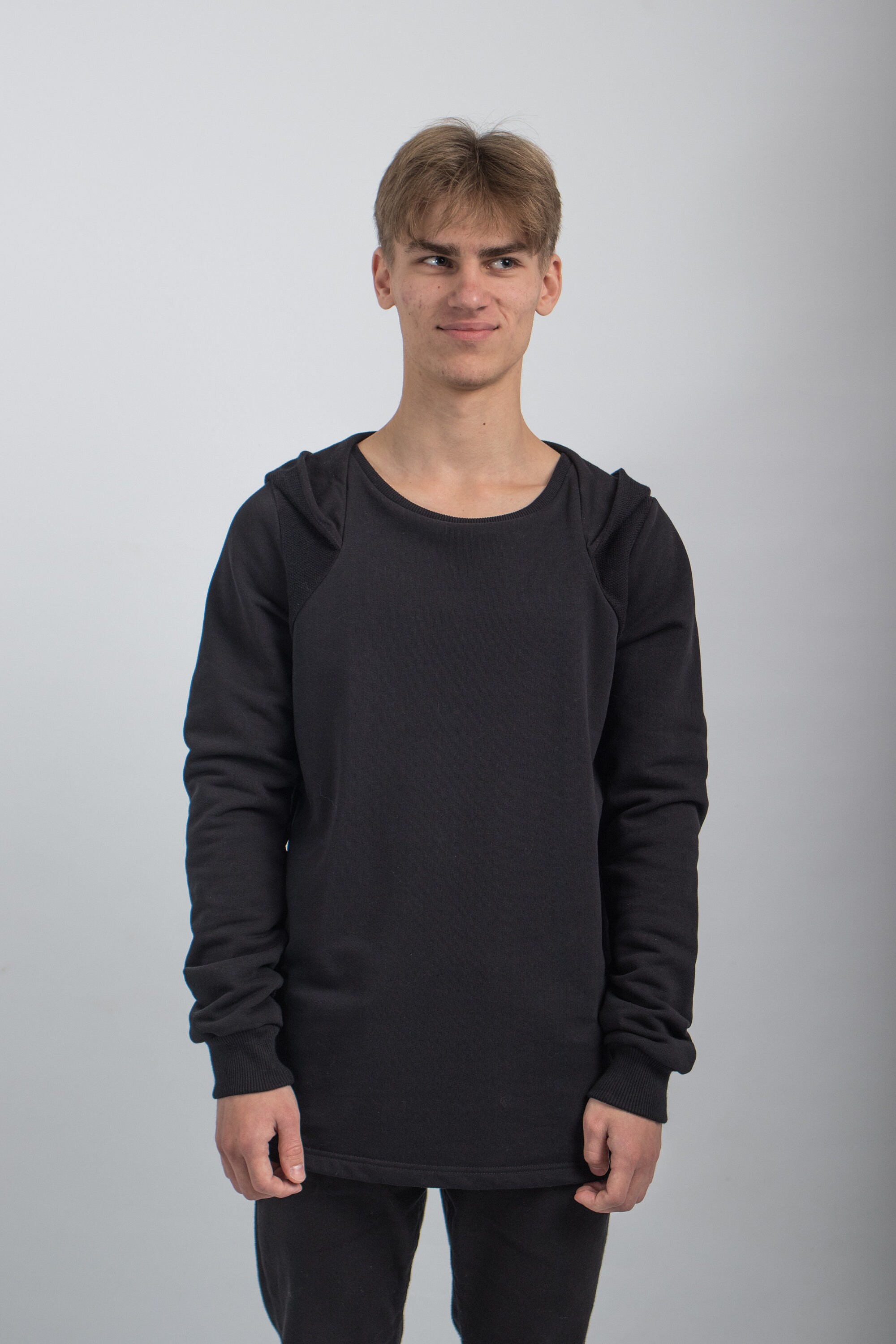 Hombres negros suéter sudadera con capucha Jersey de algodón Etsy