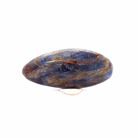 Blue Kyanite Crystal with Quartz & Mica Inclusions, 50.9mm Hand Polished Tumbled Stone from Brazil