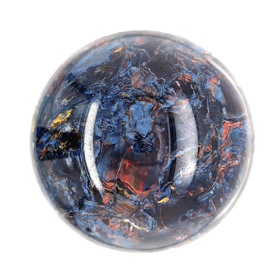 Pietersite Gemstone Sphere 51mm with Blue, Red & Gold Chatoyancy