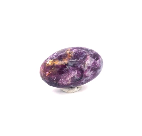 Hand Polished Lepidolite Mica, Quartz Inclusions, 34.2mm Tumbled Stone from Brazil