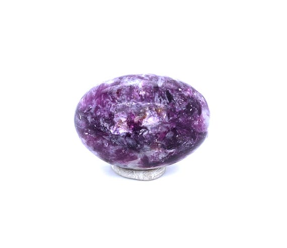 Purple Lepidolite Tumbled Stone with Mica & White Quartz Inclusions, 34.7mm from Brazil