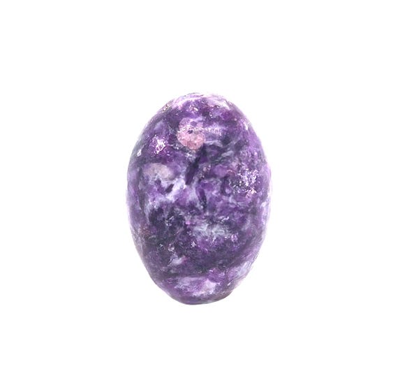 Purple Lepidolite Tumbled Stone with Mica, Quartz, & Pink Tourmaline Inclusions, 36mm from Brazil