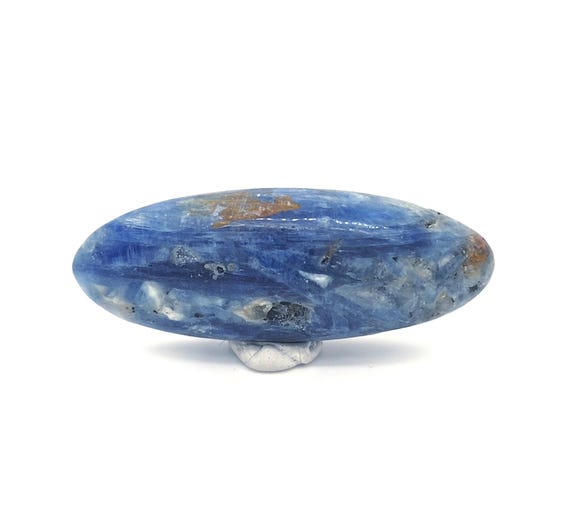 Blue Kyanite Tumbled Stone with Quartz, Mica, Garnet Inclusions, 53mm Hand Polished from  Brazil