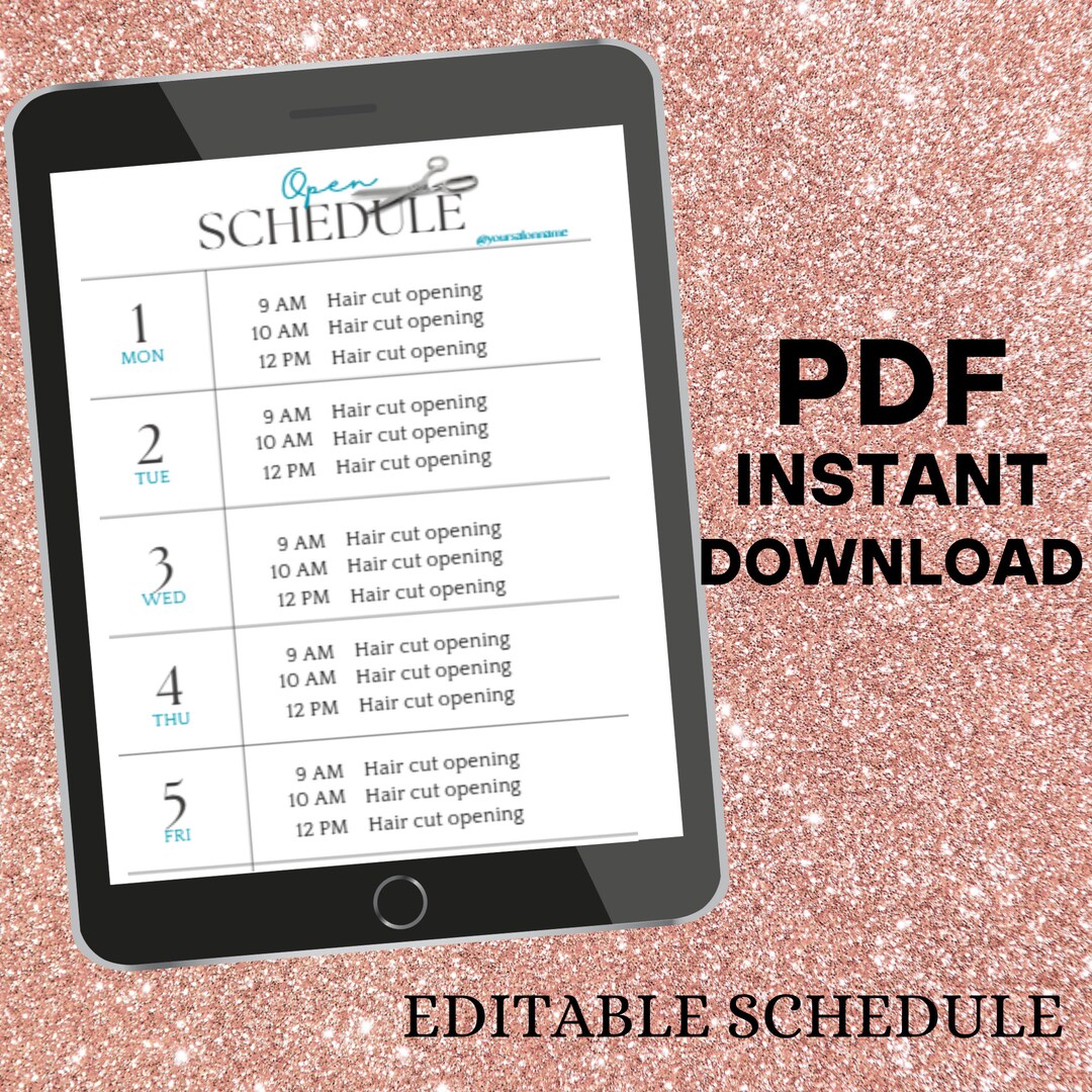 Editable Salon Schedule, Schedule Maker, Printable Schedule, Canva Schedule - Etsy