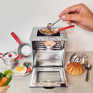 Tiny Cooking Set Mini Stove for cooking real food Working Miniatures Mini Oven with miniature pot and pan Mini Kitchen Set that works image 5