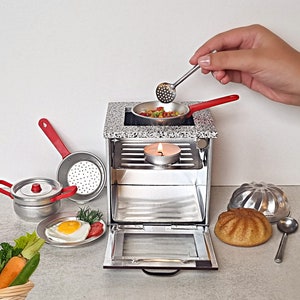 Tiny Cooking Set Mini Stove for cooking real food Working Miniatures Mini Oven with miniature pot and pan Mini Kitchen Set that works image 2