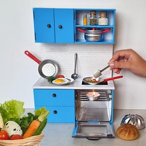 WORKING Miniature Kitchen Set- tiny cooking oven and  miniature cookware. You can cook real mini food- unique foodie gift !