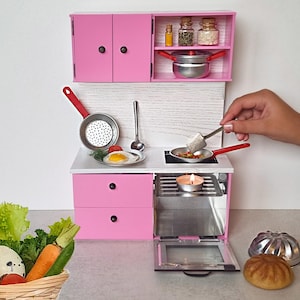 1:6 Scale Dollhouse Miniature Real Cooking Stove Oven Real Mini Cooking Dolls House Working Kitchen Set