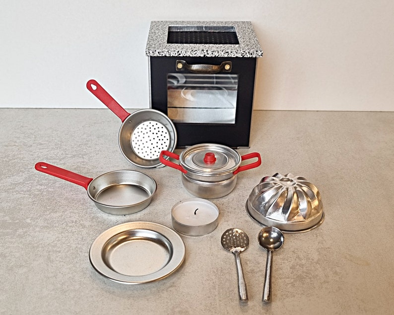 Tiny Cooking Set Mini Stove for cooking real food Working Miniatures Mini Oven with miniature pot and pan Mini Kitchen Set that works image 4