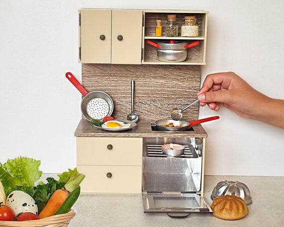 Real Mini Kitchen Cooking Set for Miniature Food Cooking