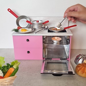 Miniaturküche die Funktioniert Echt 2in1 Backen & Kochen Küchenset | Tiny Backen Mini Essen Kochen Kochgeschirr Rosa