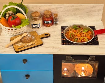 MOLUCKFU Puppenhaus Miniatur Herd - Realistische Küchenminiaturen Mit Topf & Deckel Für Puppenhaus