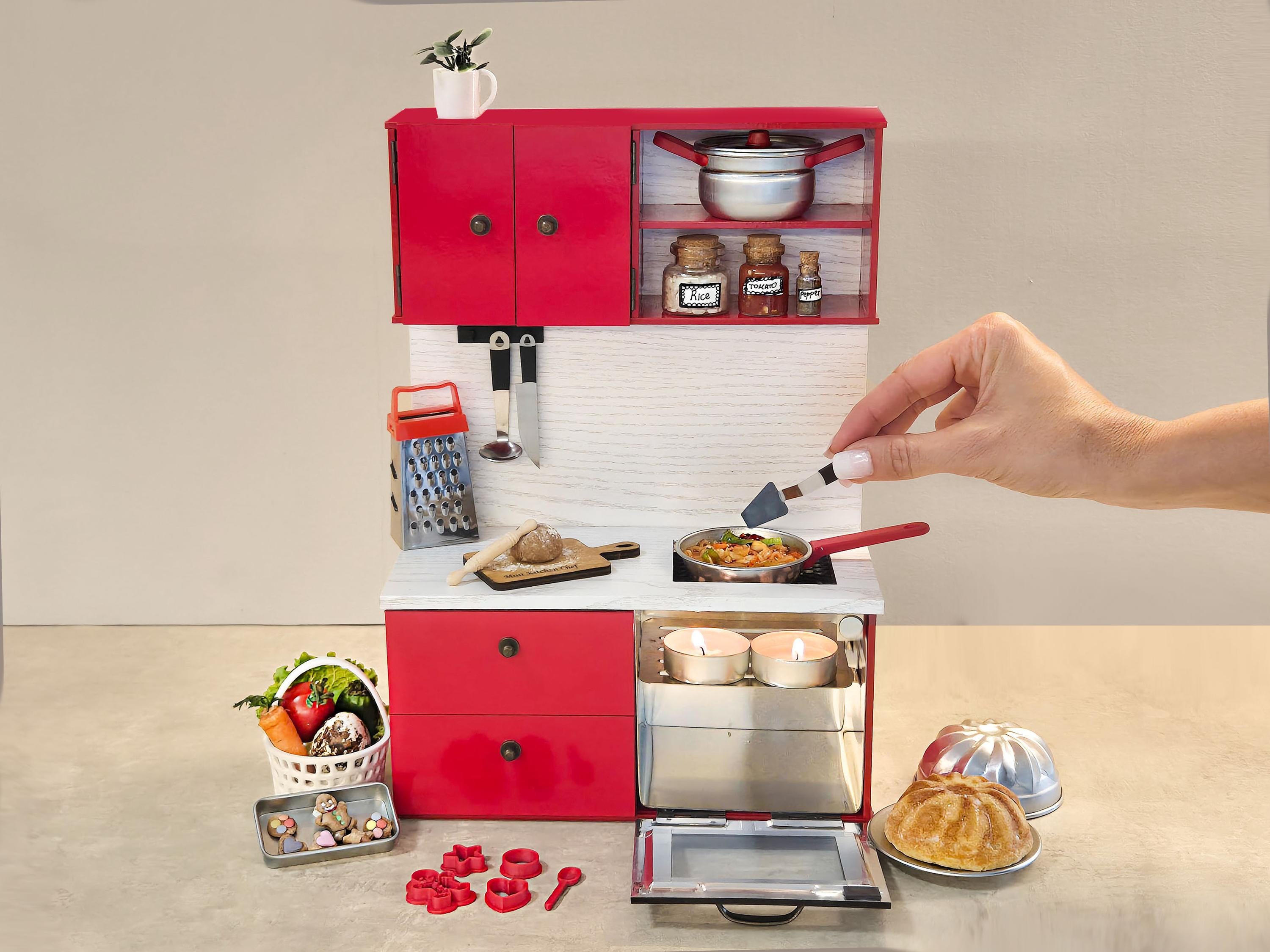 Mini Cooking Sets that really work-Perfect Gift for your Children Mini  kitchen Toy Pretend play tiny kitchen-Dollhouse Kitchen 1:6 scale