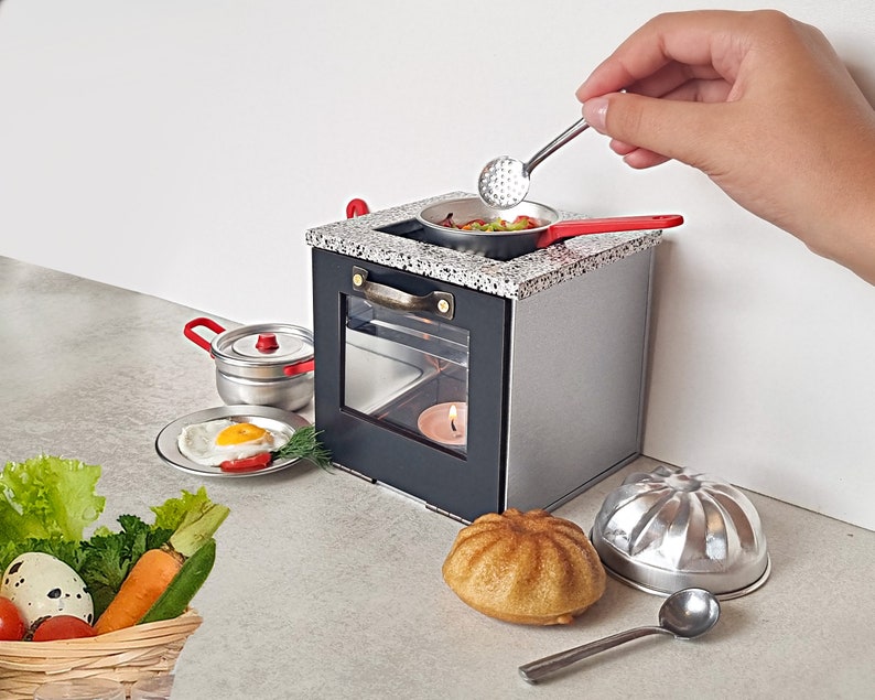 Tiny Cooking Set Mini Stove for cooking real food Working Miniatures Mini Oven with miniature pot and pan Mini Kitchen Set that works image 3