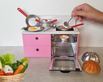 Tiny Cooking Set Mini Stove for Cooking Real Tiny Food Working Miniatures  Mini Oven With Miniature Pot and Pan Dollhouse Kitchen Set 