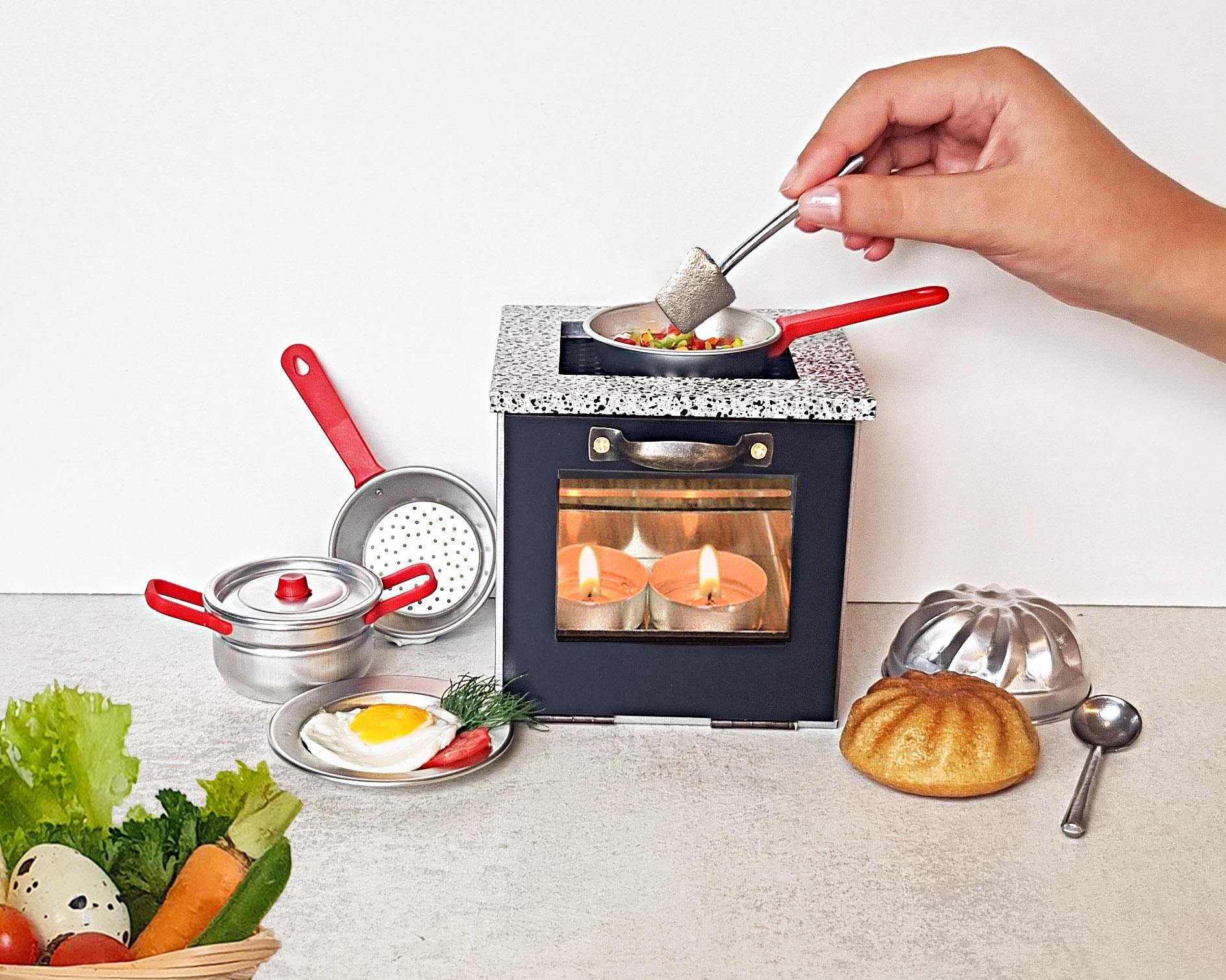Miniature Cooking Set: Working Mini Stove, Pot, and Pan