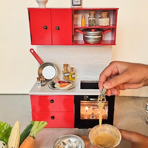 Mini Cooking Sets that really work-Perfect Gift for your Children Mini kitchen Toy - Pretend play tiny kitchen-Dollhouse Kitchen 1:6 scale
