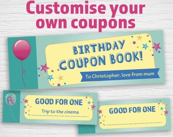 birthday coupon book etsy