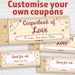 Printable Love Coupons editable PDF Instant download