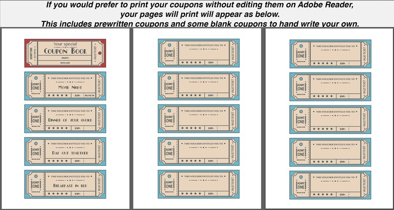Printable Coupons 'retro' (editable PDF) Instant Download - Etsy