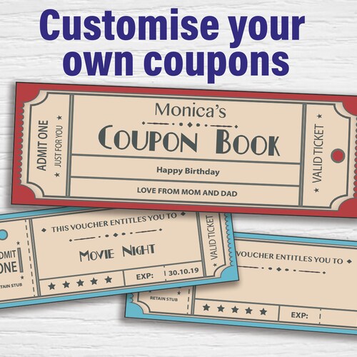 Printable Coupons 'retro' editable PDF Instant - Etsy