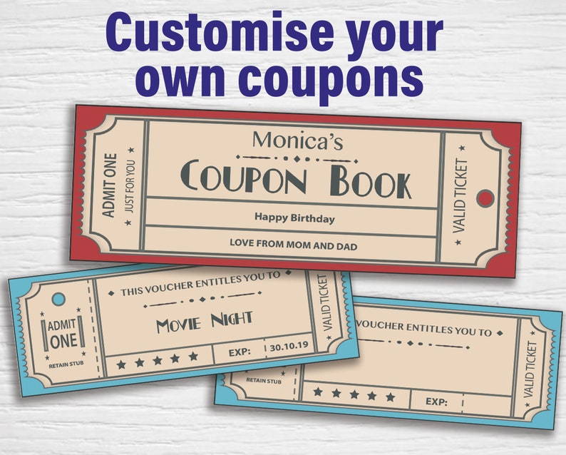 Printable Coupons 'retro' (editable PDF) Instant Download - Etsy