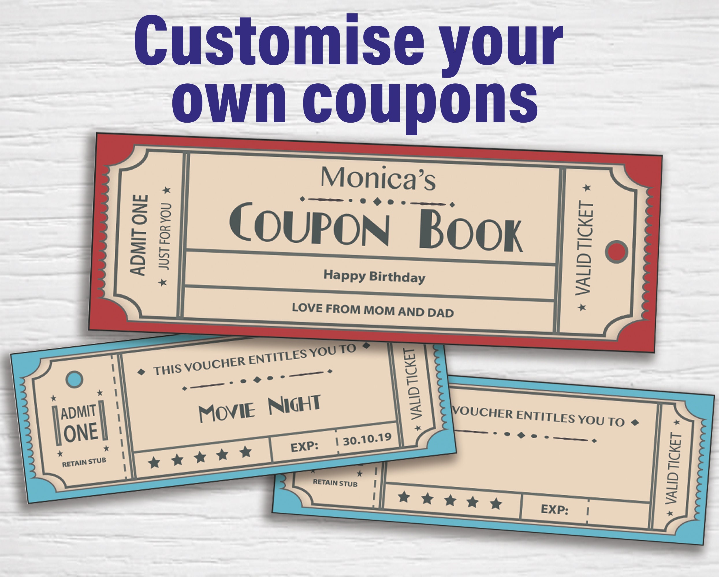 Printable Coupons 'retro' (editable PDF) Instant Download - Etsy