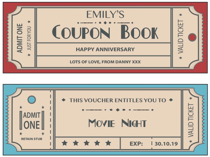 Printable Coupons 'retro' (editable PDF) Instant Download - Etsy