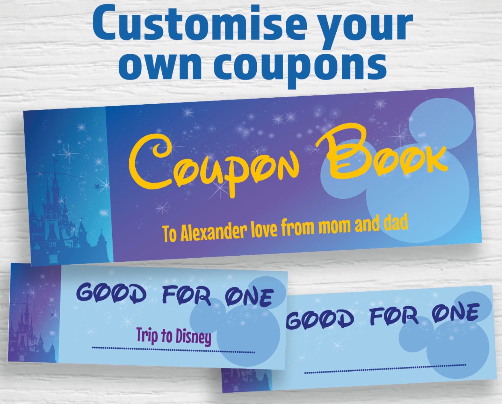 Printable Coupons Disney inspired editable PDF Instant Etsy