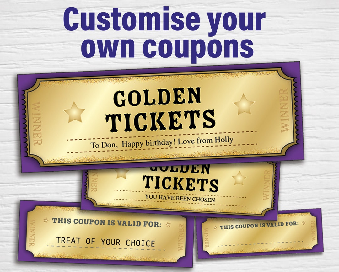 Printable 'golden Ticket' Coupons (editable PDF) Instant Download - Etsy