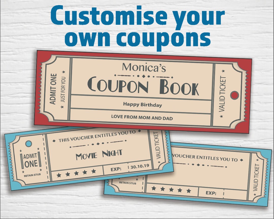 Printable Coupons 'retro' editable PDF Instant - Etsy