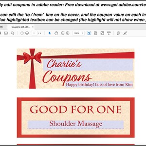 Printable Coupons 'gift' (editable PDF) Instant Download - Etsy