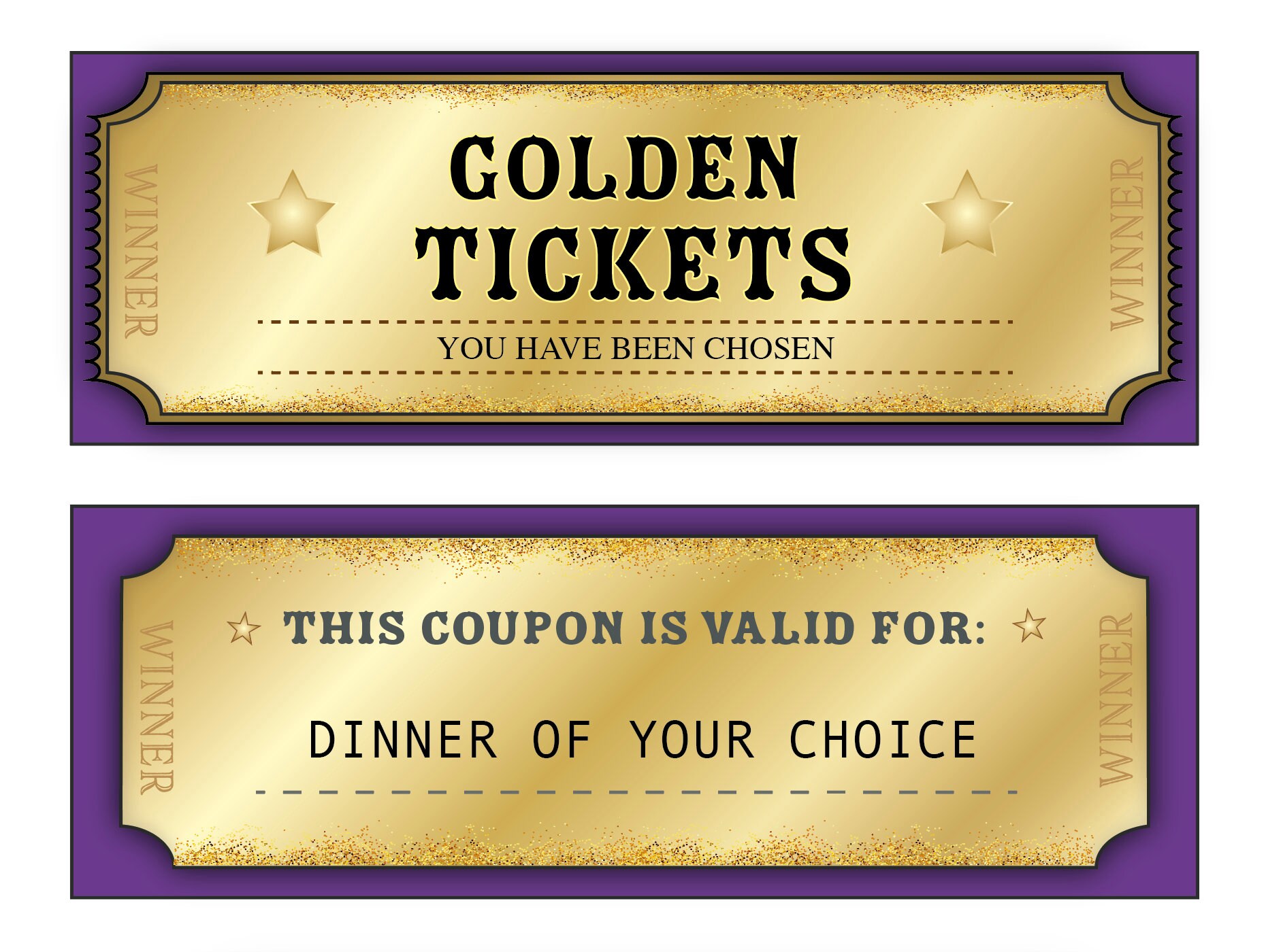 Printable 'golden Ticket' Coupons (editable PDF) Instant Download - Etsy