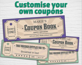Printable Coupons 'retro' editable PDF Instant | Etsy