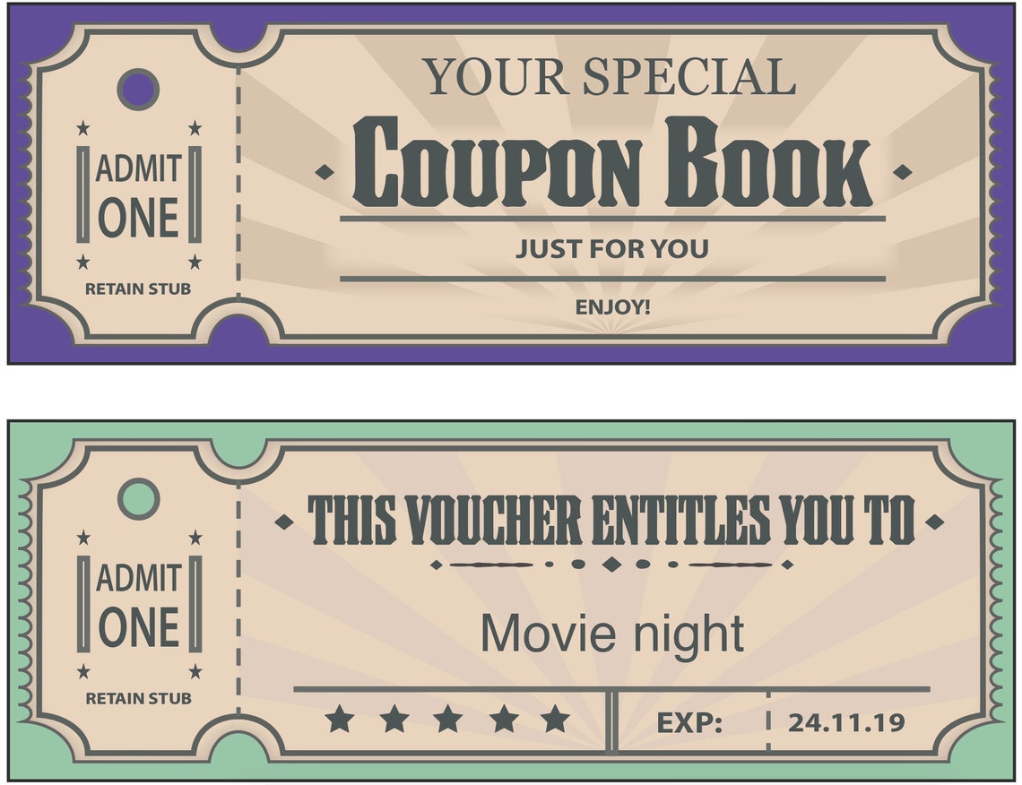 Buy Printable Coupons 'retro Tickets' editable PDF Online in India Etsy