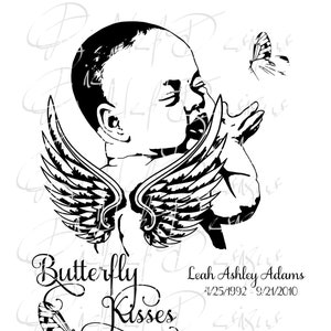 POBIERZ BUTTERFLY KISSES - W kochającej pamięci Angel Infant Loss svg Naklejka Naklejka Wings Infant Loss Pamiątka Samochód Ciężarówka SUV