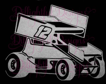Dirt Track Racing Sticker Decal Sprint Car Personalized with your Drivers Team Number