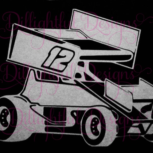 Dirt Track Racing Sticker Decal Sprint Car Personalized with your Drivers Team Number