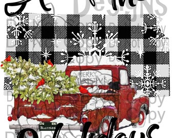 SUBLIMATION Digital-Home for the Holidays-USA クリスマス レッド トラック クリスマス バッファロー チェック柄 USA アメリカ合衆国 ケンタッキー カンザス ホリデー