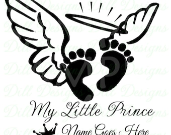 DECAL - In Loving Memory Prince baby feet Sticker Decal Car Decal Wings Infant Loss Keepsake Car Truck SUV