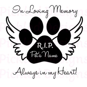 POBIERZ - RIP Pies Kot W kochającej pamięci Utrata niemowlęcia Odcisk łapy SVG Naklejka Naklejka samochodowa Skrzydła Utrata zwierzaka Pamiątka Samochód Ciężarówka