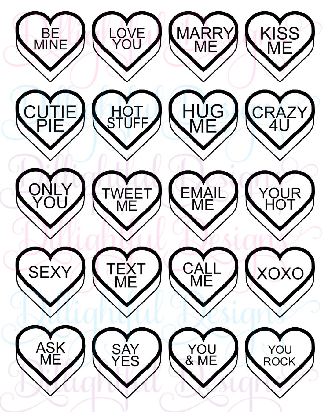Text Me Heart DOWNLOAD ... Valentine's Conversation Hearts Decal Be My Valentine Kiss ...