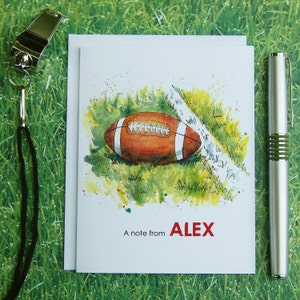 Cartes de notes de football personnalisées, carte de football à l’aquarelle, note de remerciement, cadeau de coéquipier de basket-ball de football, cadeau d’entraîneur de football