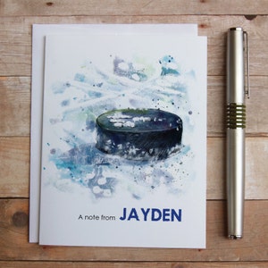 Personalisierte Eishockey-Notizkarten, Aquarell-Eishockeykarte, Dankeschön-Notiz, Eishockey-Teamkollegen-Geschenk, Eishockey-Coach-Geschenk
